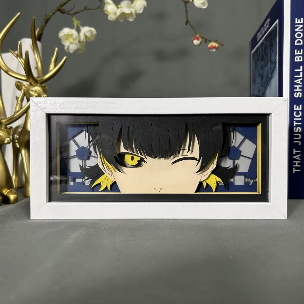 Blue Lock Meguru Bachira LED Anime Light Box – 3D Manga Desk Lamp for Gamer Room Decor | Eye & Face Art Nightlight