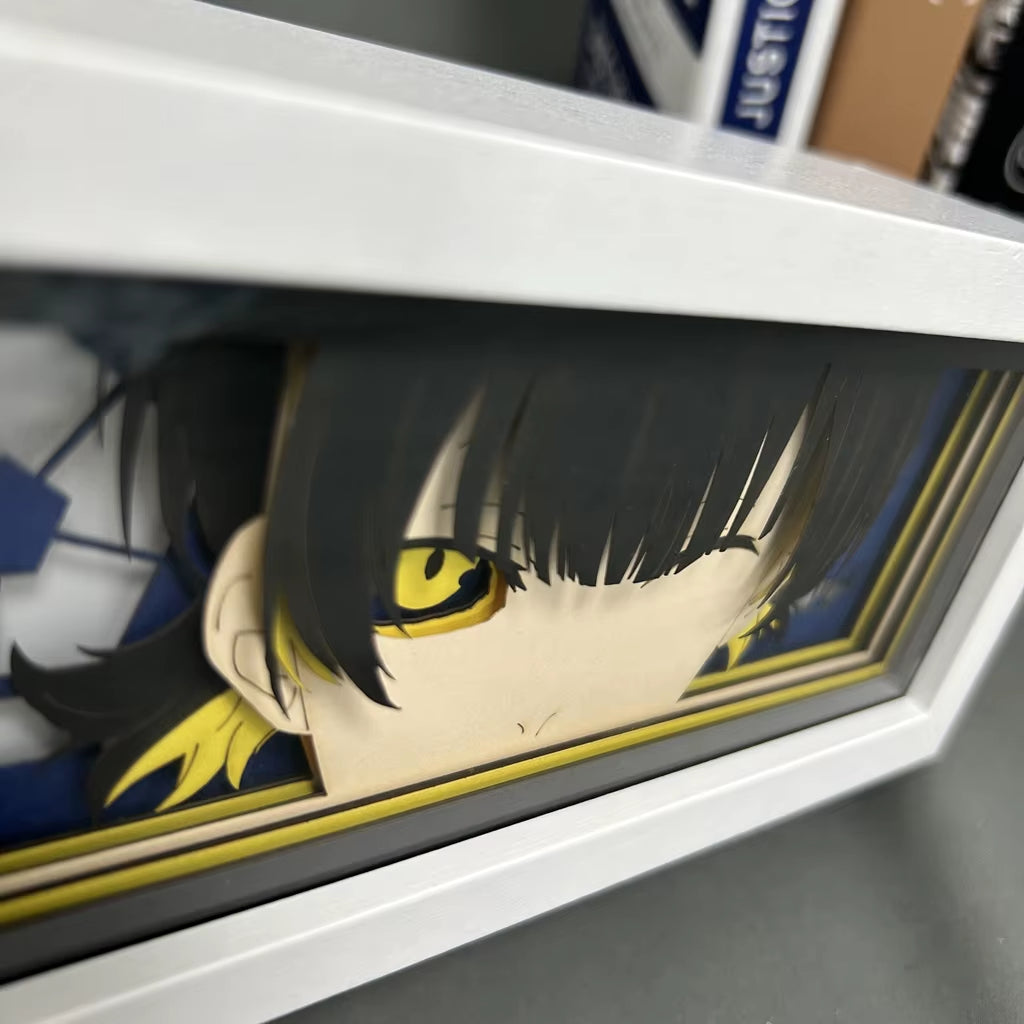 Blue Lock Meguru Bachira LED Anime Light Box – 3D Manga Desk Lamp for Gamer Room Decor | Eye & Face Art Nightlight