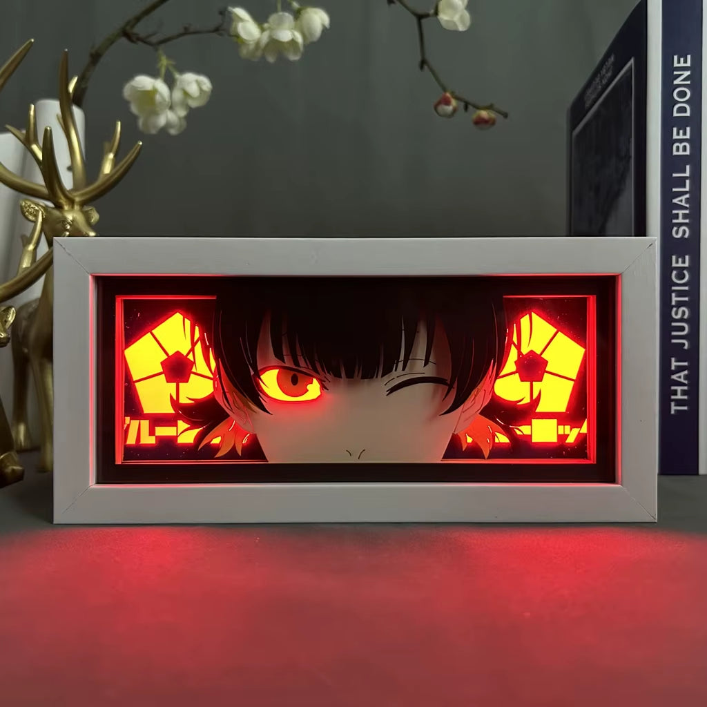 Blue Lock Meguru Bachira LED Anime Light Box – 3D Manga Desk Lamp for Gamer Room Decor | Eye & Face Art Nightlight
