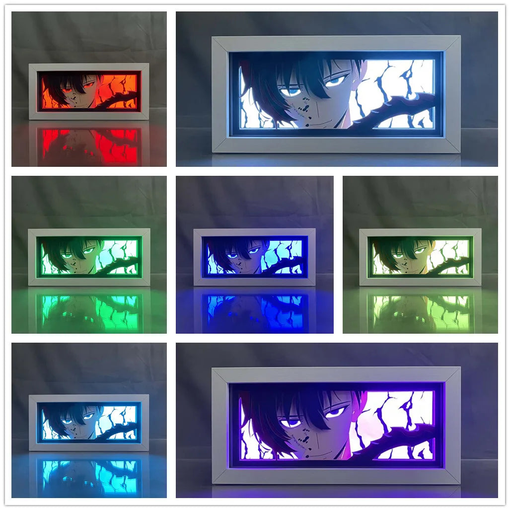 Solo Leveling Sung Jin-Woo LED Anime Light Box – 3D Manga Desk Lamp & Night Light for Bedroom Decor or Birthday Gifts