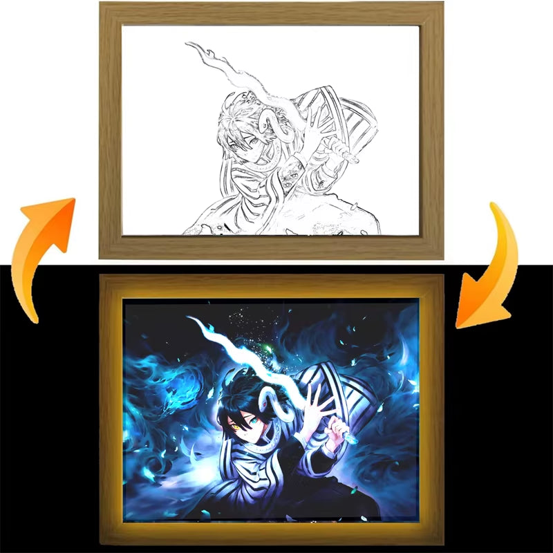 Demon Slayer LED Anime Wall Art – Light-Up Frame Featuring Nezuko, Akaza, Shinobu & Obanai | Room Decor & Gifts for Kids & Fans