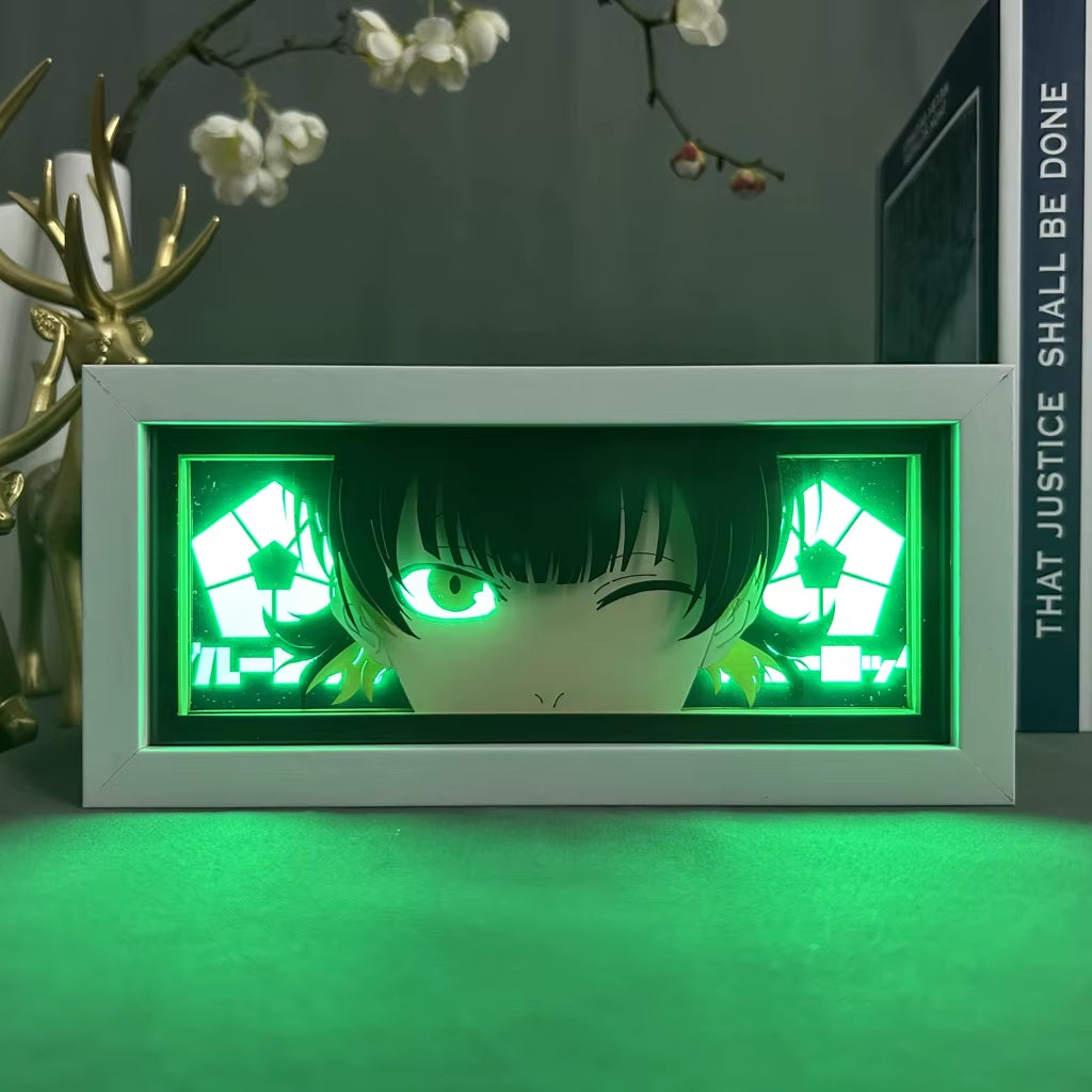 Blue Lock Meguru Bachira LED Anime Light Box – 3D Manga Desk Lamp for Gamer Room Decor | Eye & Face Art Nightlight