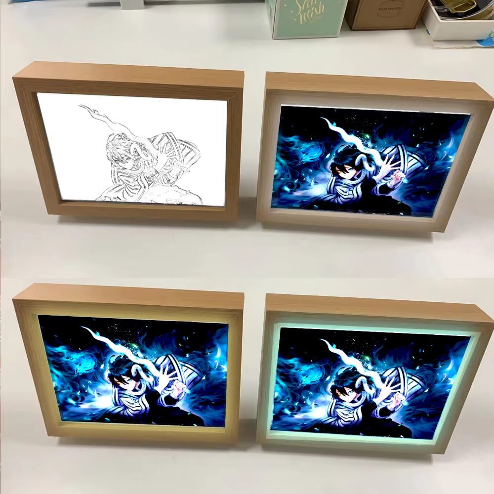 Demon Slayer LED Anime Wall Art – Light-Up Frame Featuring Nezuko, Akaza, Shinobu & Obanai | Room Decor & Gifts for Kids & Fans