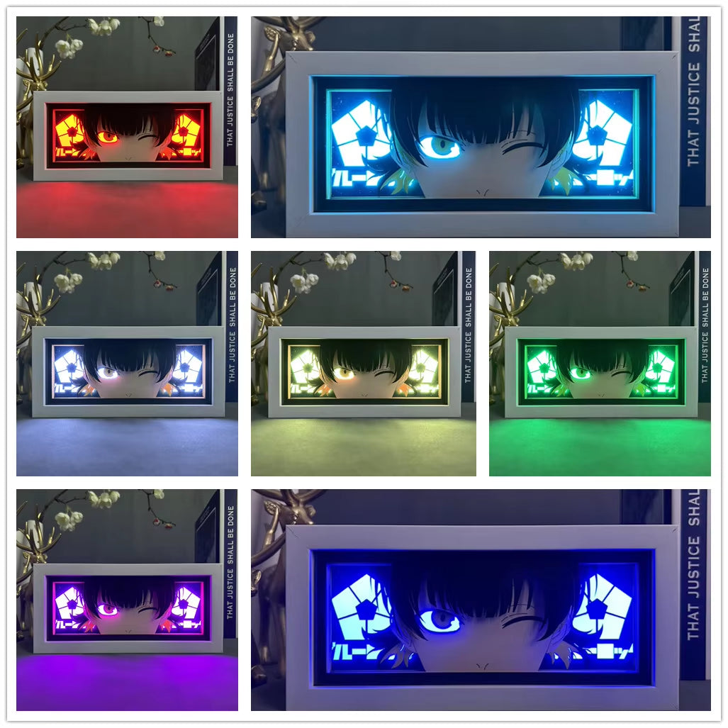 Blue Lock Meguru Bachira LED Anime Light Box – 3D Manga Desk Lamp for Gamer Room Decor | Eye & Face Art Nightlight