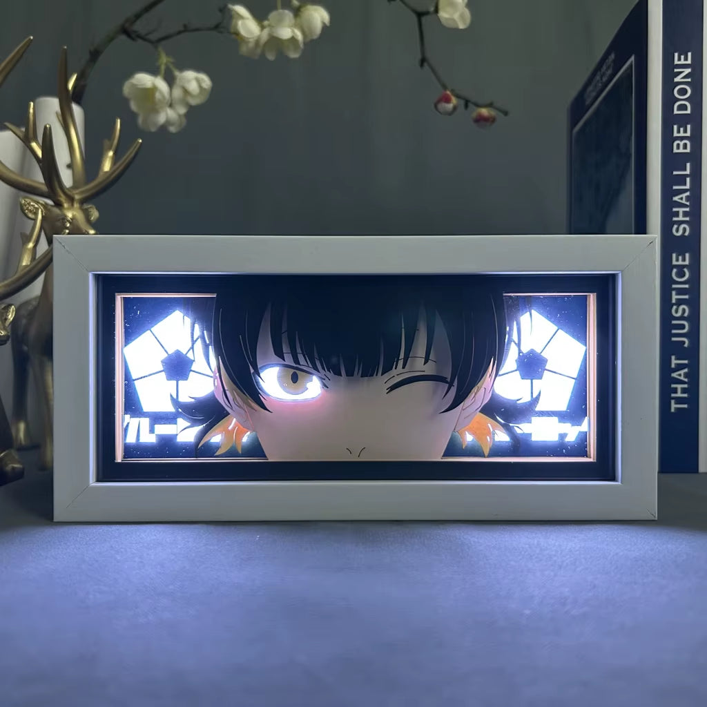 Blue Lock Meguru Bachira LED Anime Light Box – 3D Manga Desk Lamp for Gamer Room Decor | Eye & Face Art Nightlight
