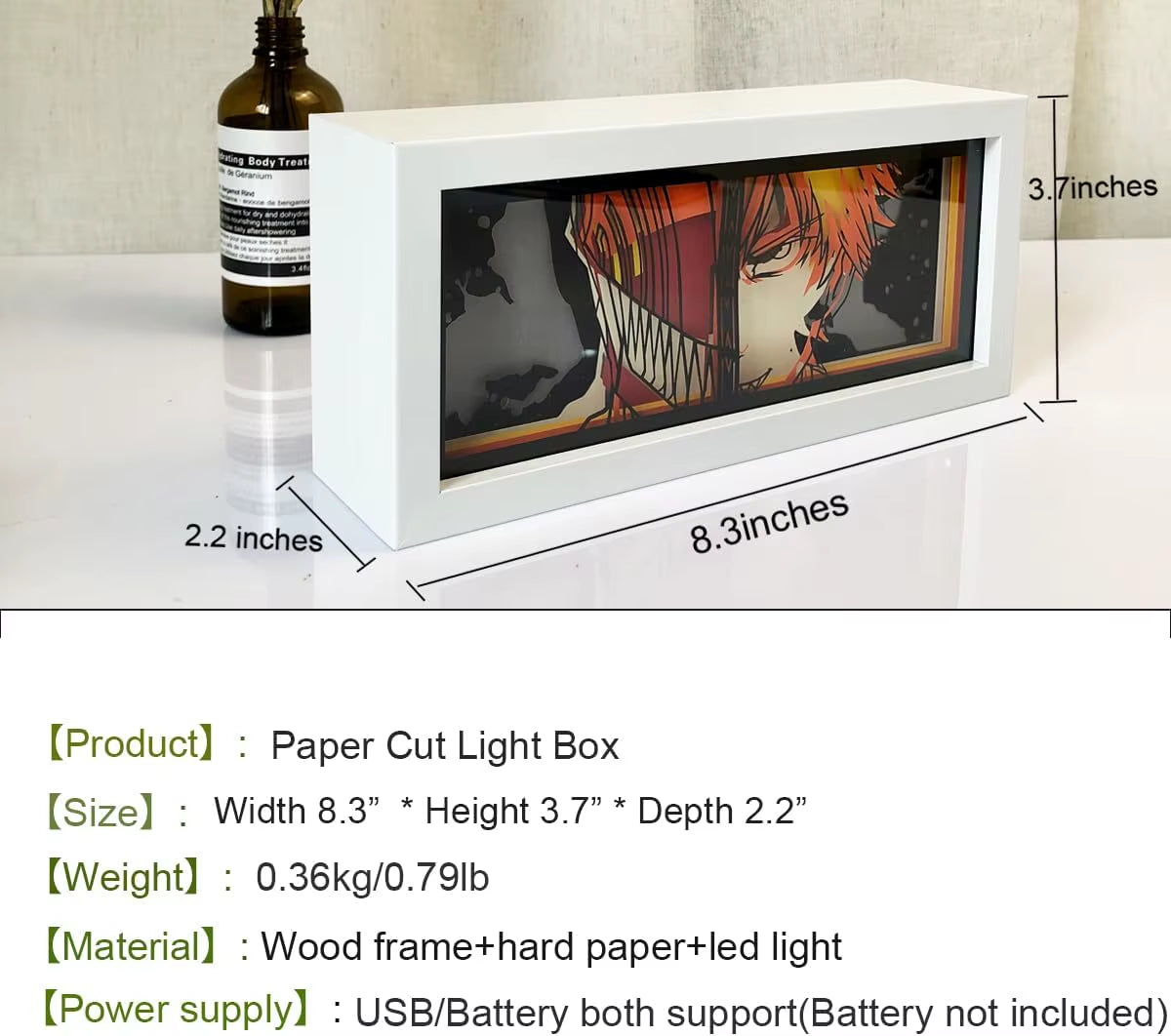 Anime 3D LED Light Box – Laser-Cut Shadow Lamp & Paper Carving Night Light for Room Decor, Parties, and Gifts