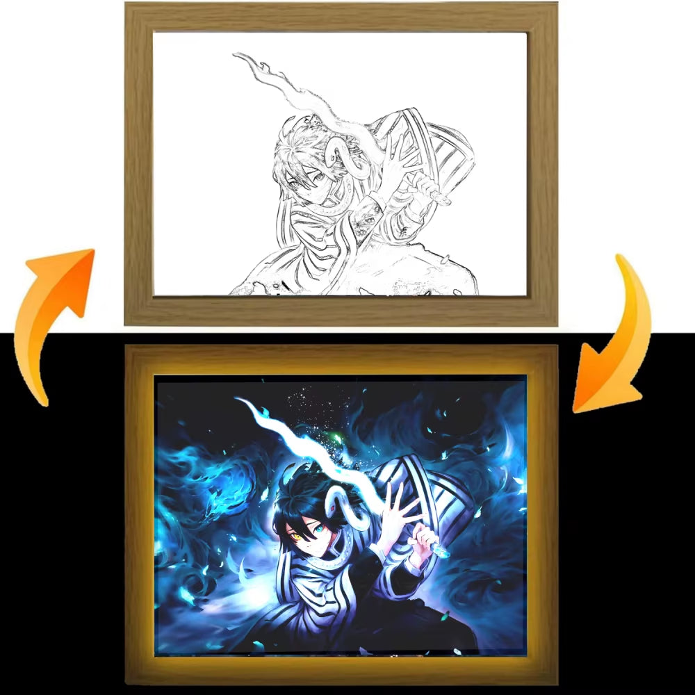 Demon Slayer LED Anime Wall Art – Light-Up Frame Featuring Nezuko, Akaza, Shinobu & Obanai | Room Decor & Gifts for Kids & Fans