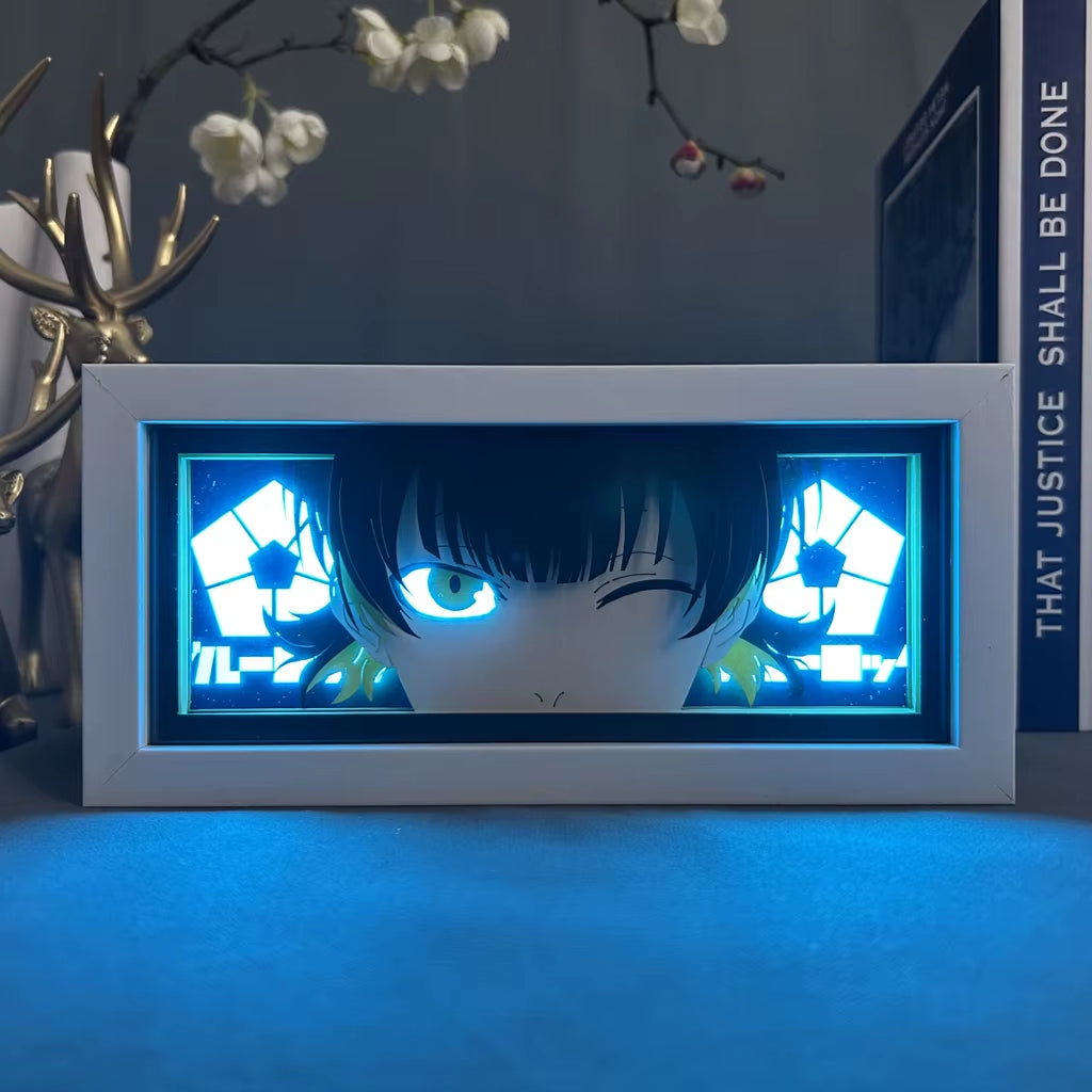 Blue Lock Meguru Bachira LED Anime Light Box – 3D Manga Desk Lamp for Gamer Room Decor | Eye & Face Art Nightlight