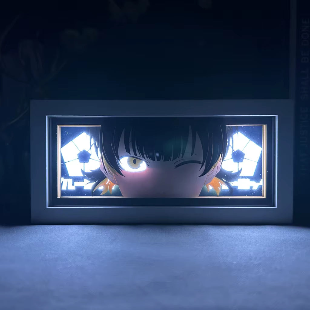 Blue Lock Meguru Bachira LED Anime Light Box – 3D Manga Desk Lamp for Gamer Room Decor | Eye & Face Art Nightlight